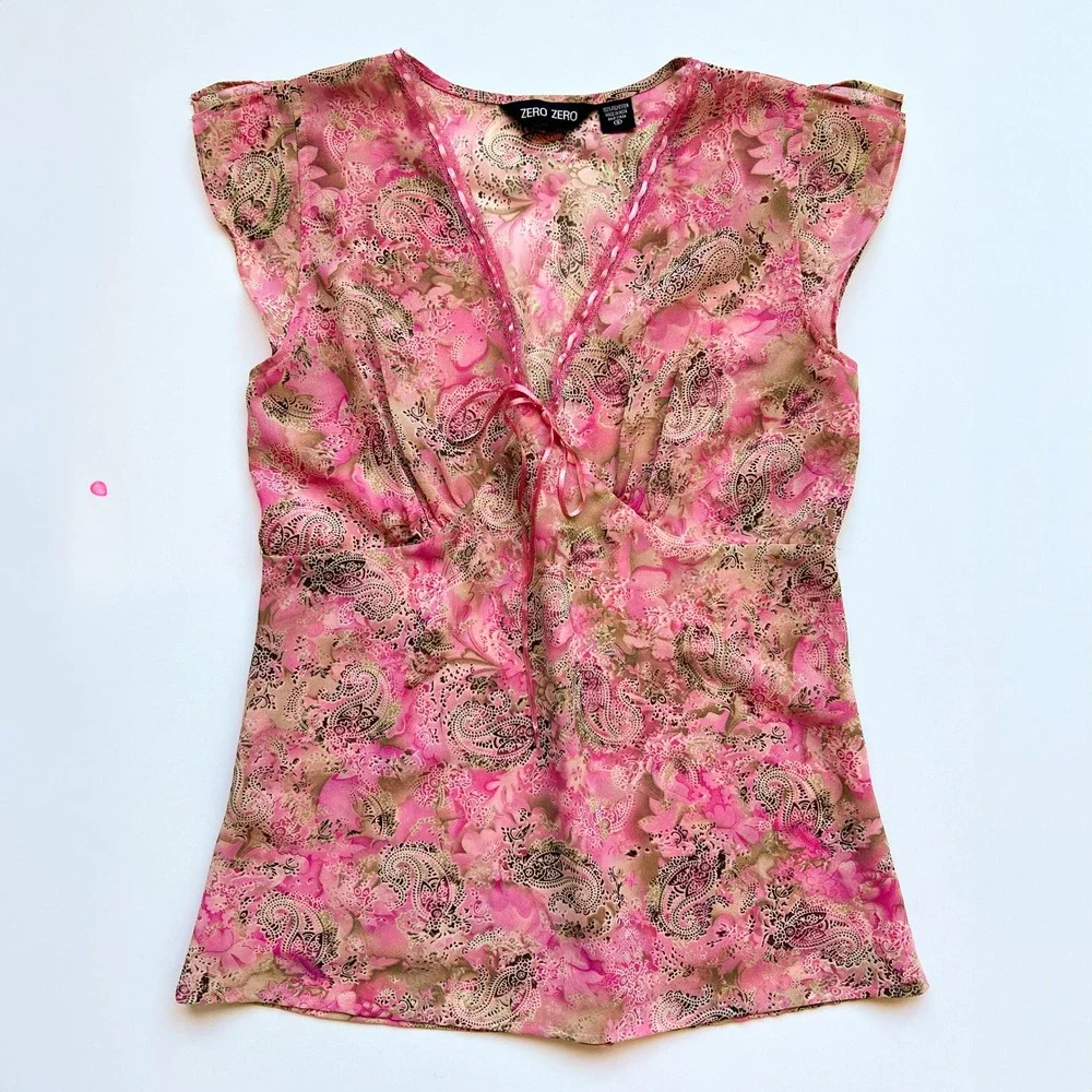 YK Zero Zero Fairy Babydoll Paisley Print Sleeveless Top